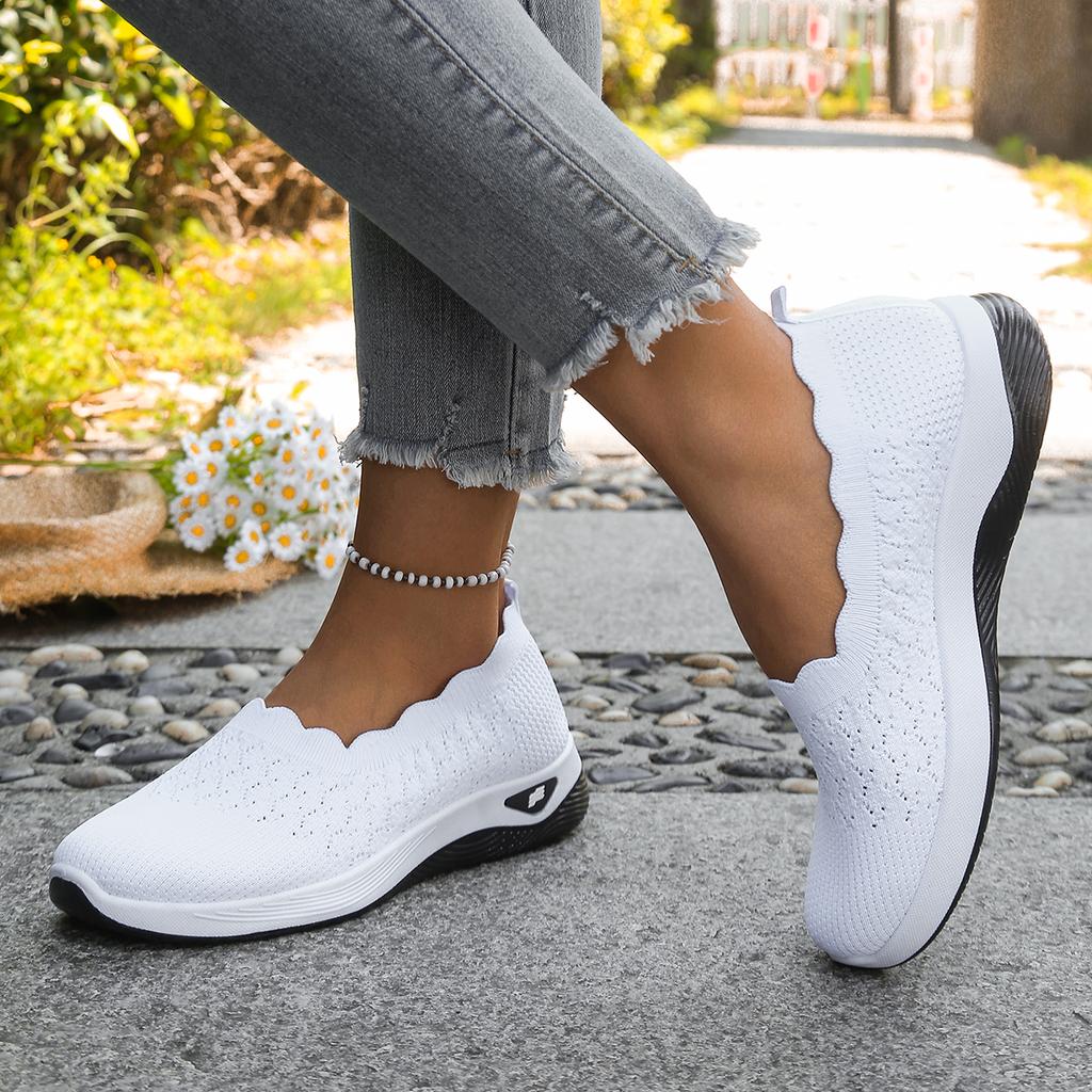 Women Shoes Orthopedic Knit Walking Shoes Breathable Slip-On Loafers Soft Non-Slip Wedge Sneakers Comfortable Casual Footwear