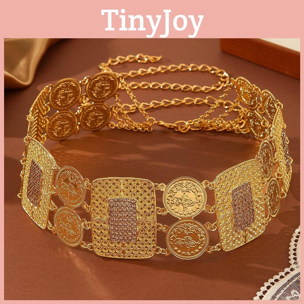 Geometric Gold Alloy Waist Chain For Women With Hollow Square Design And Elegant Style