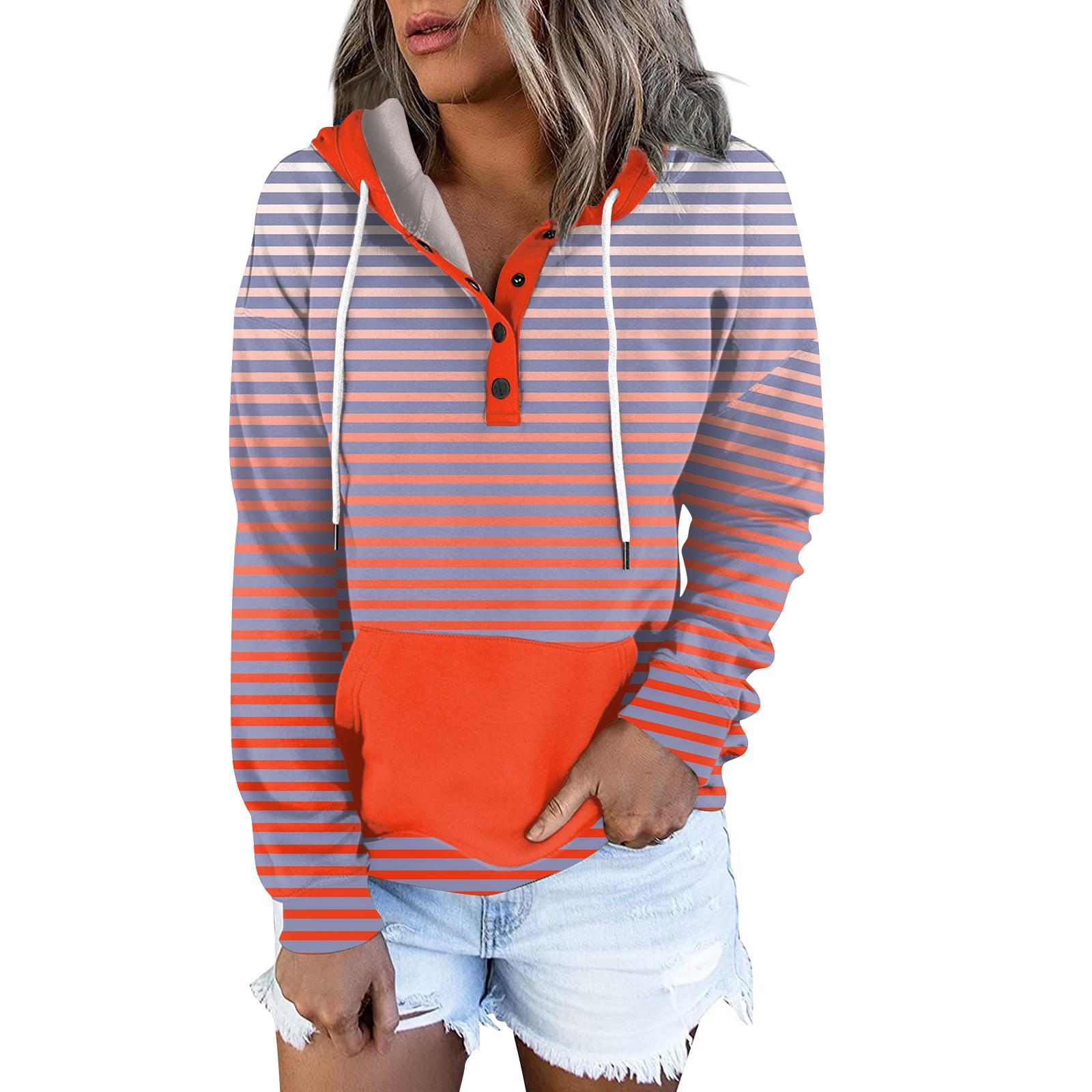 

Женские пуловеры с капюшоном, топы с принтом, повседневные толстовки с карманами на пуговицах и длинными рукавами XL киноварь