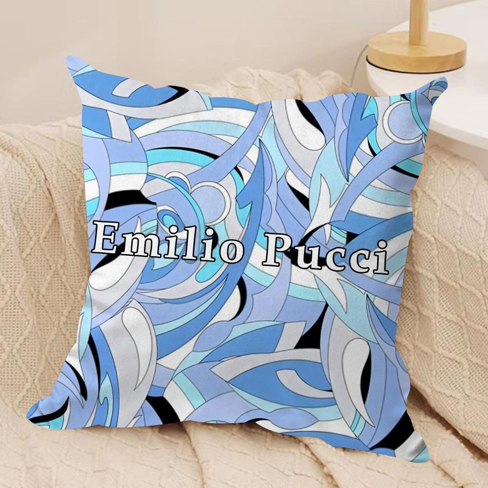 Fashion E-EE-Emilio logo P-Pucci Cushion Cover Soft Plush Double-Sided Pillow Cover Cozy Sofa Cushion Case Living Room Home Gift