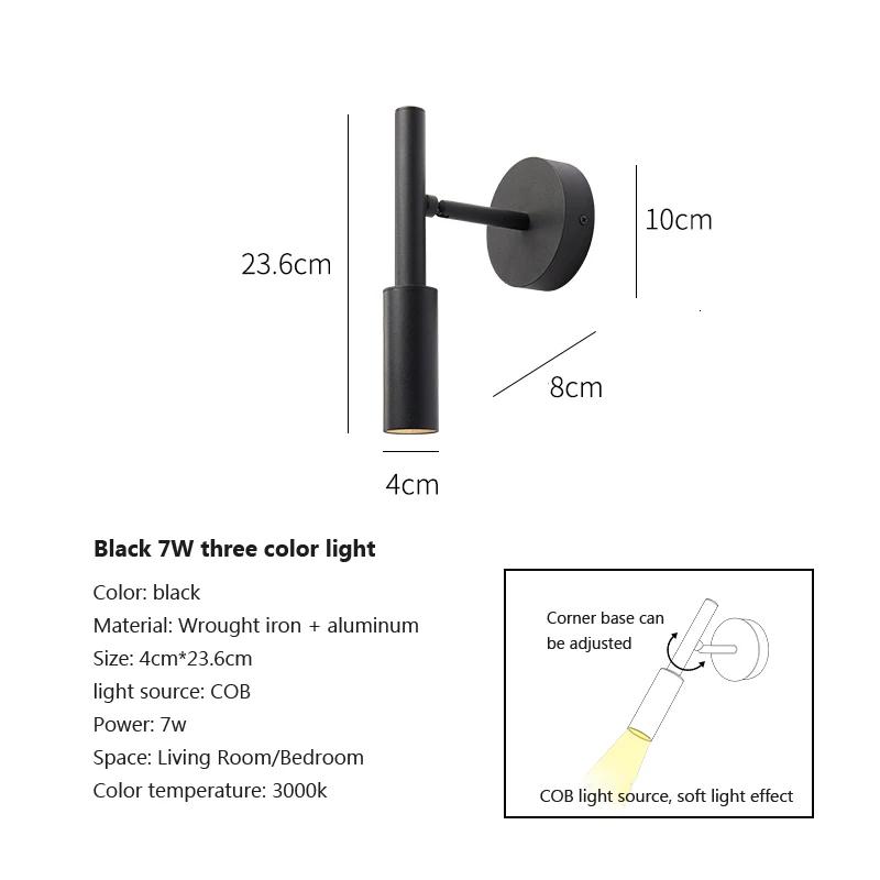 Modern Adjustable Rotaion Wall Light Minimalist Spotlight 7W LED Chandelier Reading Lights for Bedroom Hotel Night Book Lamp