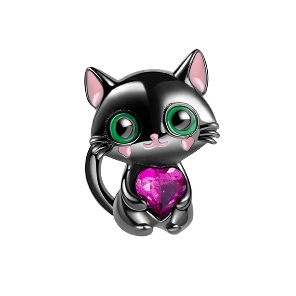 Colorful Full Diamond Charms Copper Heart Blooming Rose Round Beads Pendant Fit Original Bracelets Necklace Jewelry