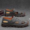 Men Outdoor Hiking Sandals Handmade Flats Black Summer Roman Sandals Retro Wide Leather Beach Shoes Over Sized