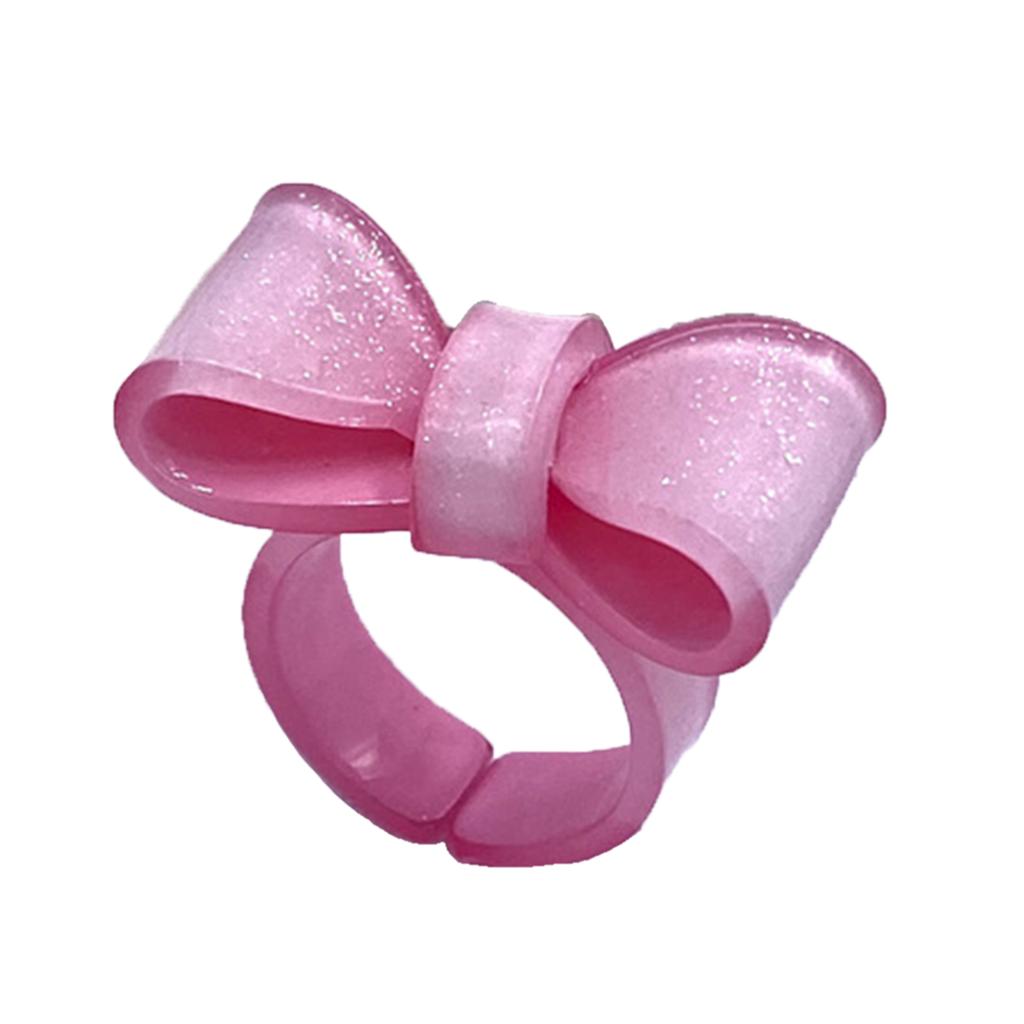 Colorful Bows Rings Resin Rings Cute Acrylic Rings Knuckles Stacking Rings Aesthetic Bowknot Finger Rings Plastic Rings
