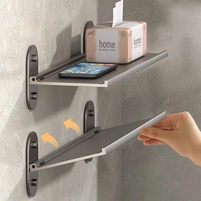 Mensola da Bagno Senza Foratura Rack Portaoggetti in Alluminio Mensola Pieghevole da Parete per Bagno Lavabo Portaoggetti Organizer per Cosmetici Mensole