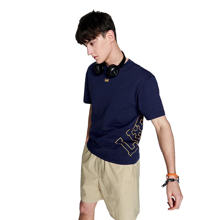 SS23 Hollow Letter Print Short Sleeve T-Shirt Unisex T-Shirts Navy-Blue LUT0051033RX00FA01742