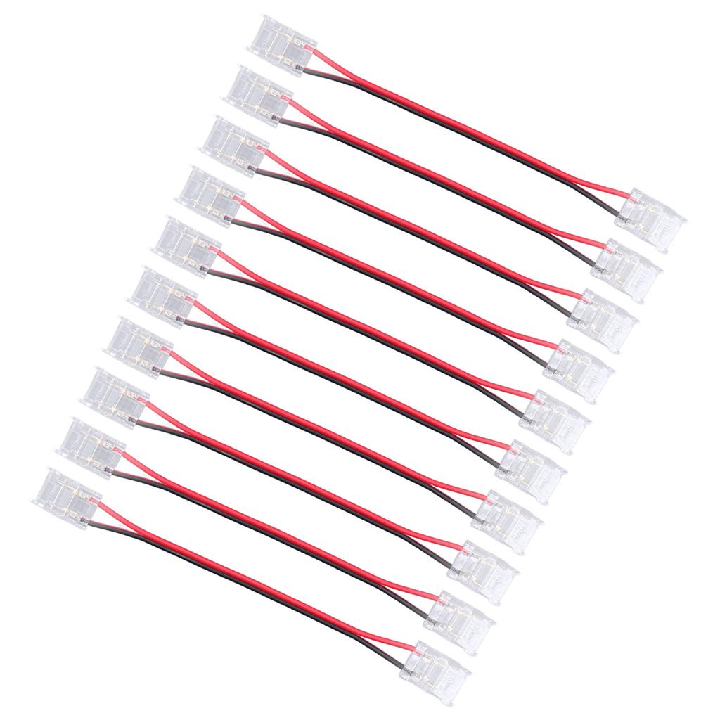 10 Pcs COB Strip Light Connector 2Pin PC Material 10mm Width Double Headed Strip To Strip Extension Connector