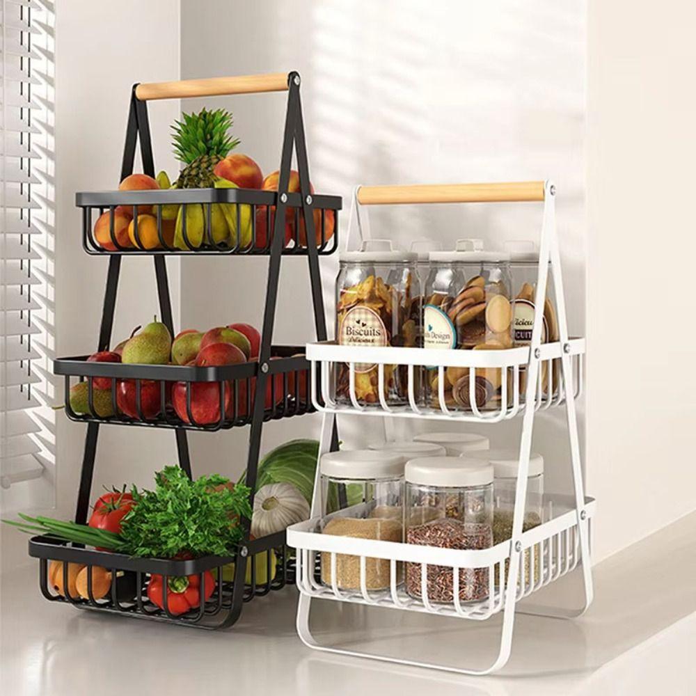 3-Tiers Design Kitchen Organizer Space-Saving Vegetable Storage Basket  Countertop Storage