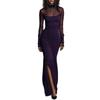 Elegant Long Sleeve Solid Color Patchwork Dress with Slit - European American Style