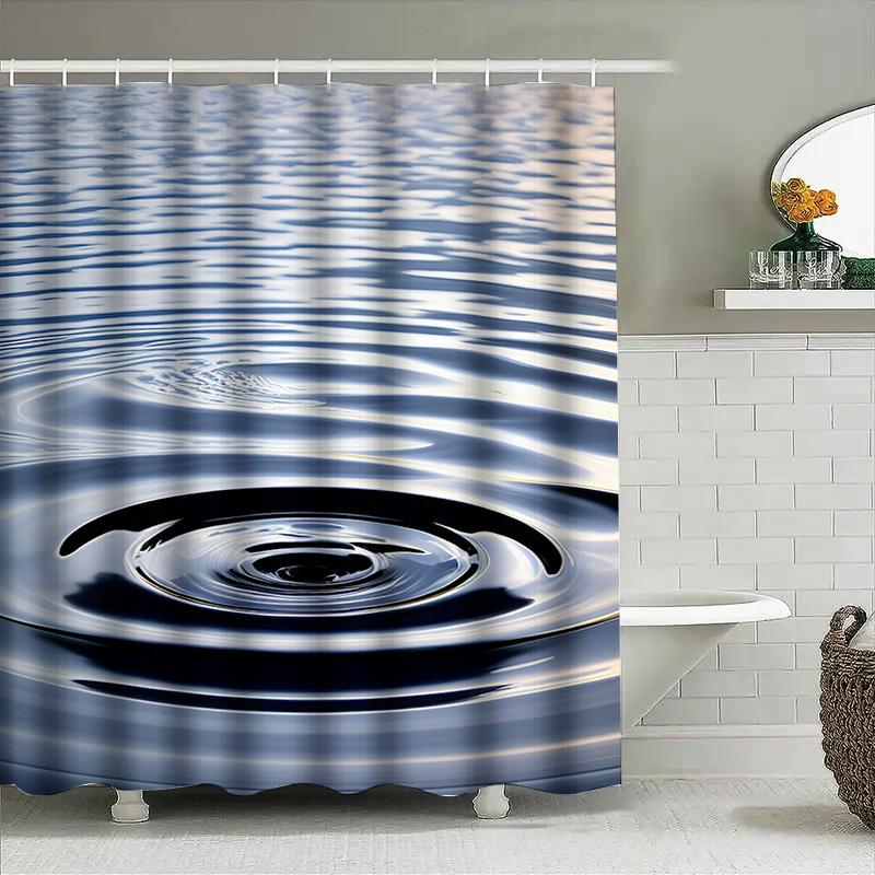 Modern Blue Waterfall Print Shower Curtain Waterproof Washable Home Decor Bathroom Wall Hanging 72X84 Inches (183X213Cm)
