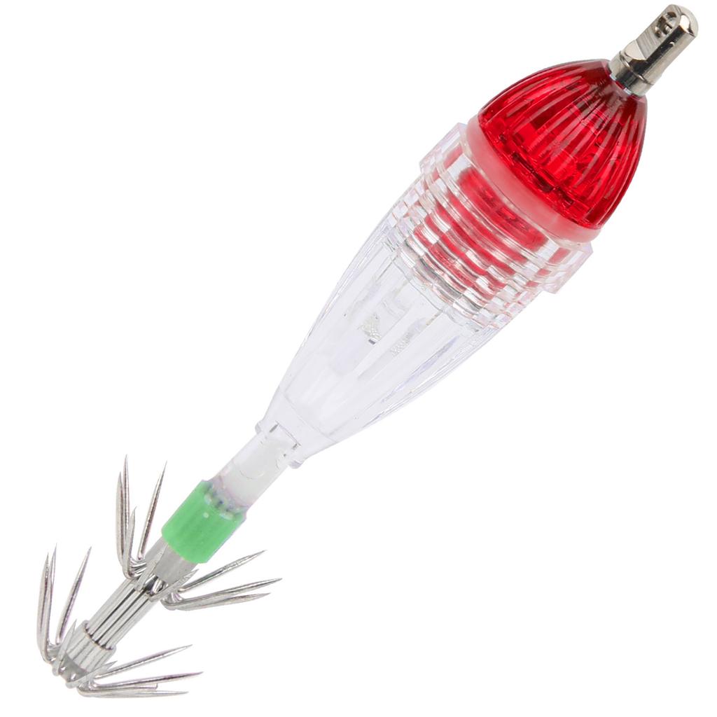 Fishing LED Lure Light Squid Shape Red Light Color Bait Underwater Lamp with Hook