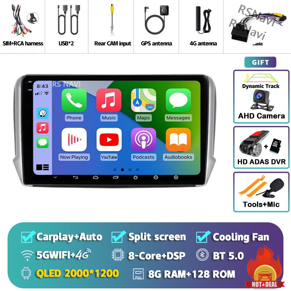 Android 14 Carplay Car Radio For Peugeot 2008 2013 - 2020 Multimedia Video Player Navigation GPS Stereo 360 Camera Head Unit DSP