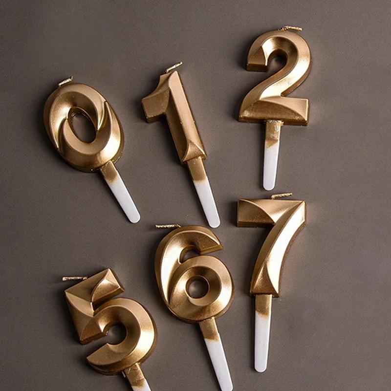 Birthday Candles Cake Decorating Candle 3D Number Glitter Digital Candle Cake Topper Birthday Party Wedding Cake Decor