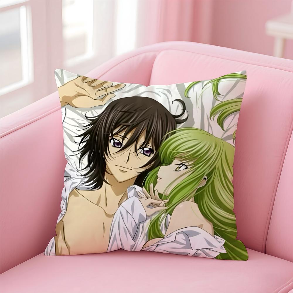 C-Code Geass H-Hangyaku No Lelouch Oudous Cushion Cover Pillowcase Short Plush Invisible Zipper Room Sofa Cushion Cover