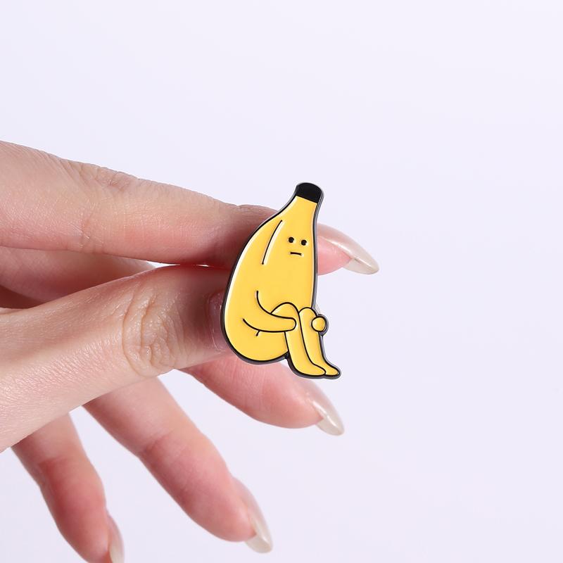 Xiaomi Sad Banana Man Brooch Enamel Pins Humor and Funky Brooches Backpack Lapel Hat Badges Cute Cartoon Anime Jewelry Gift for Friends