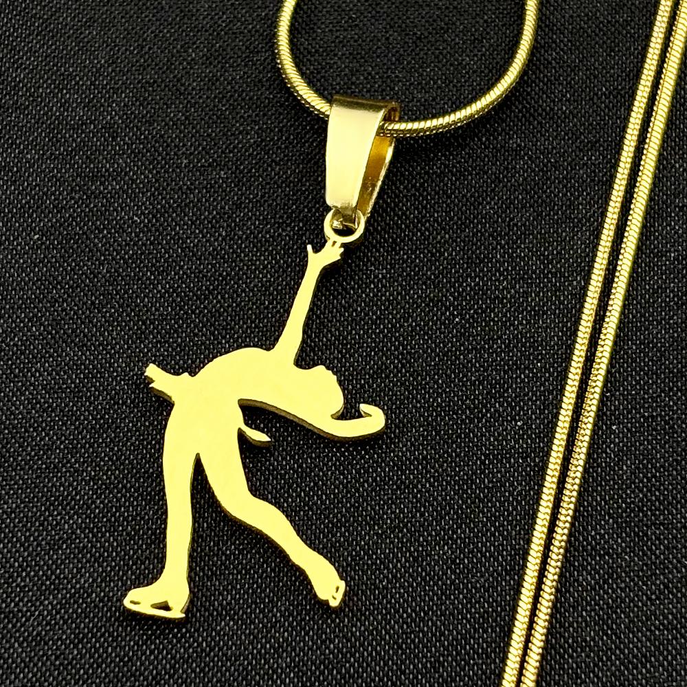 Figure Skating Artistic Chain For Women Men Stainless Steel Gold Color Ice Dance Girl Sports Necklace Fashion Jewelry Gifts