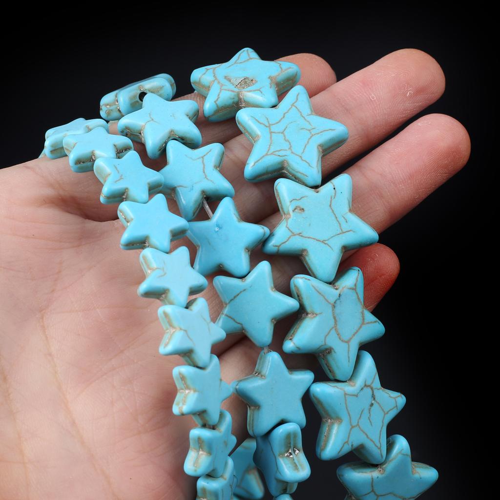 Energy Natural Stone Beads, Bohemian Style Star Blue Turquoise Loose Spacer Beads for Jewelry Making DIY Christmas Gifts Crafts Beading 38cm