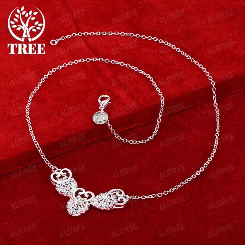 Classic 925 Sterling Silver Three Heart Pendant Necklace Men Women Fashion Charm Jewelry Wedding Party Elegant Gift Accessories