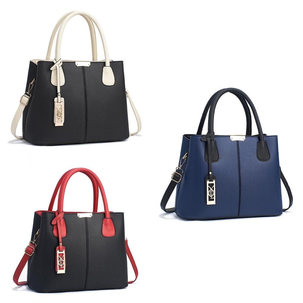 2023 Stylish Color Block Handbag Large Capacity Casual Shoulder Bag Cross-border Trendy Pu