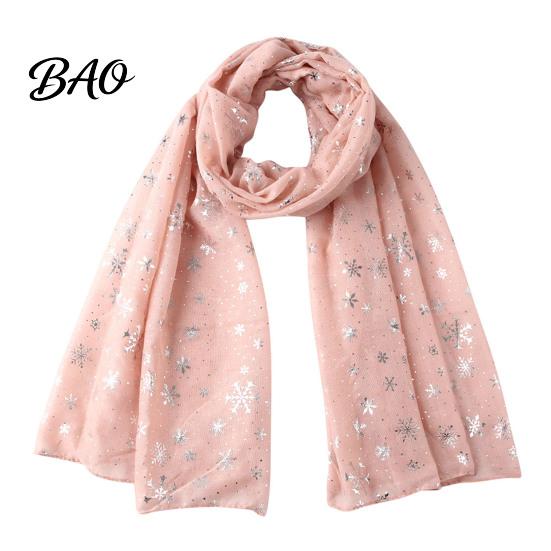 Silver Snowflake Pattern Wrap Glitter Sparkly Foil Print Scarf for Women, Christmas Winter Holiday Theme Shawl Wrap, Fall Lightweight Soft Warm