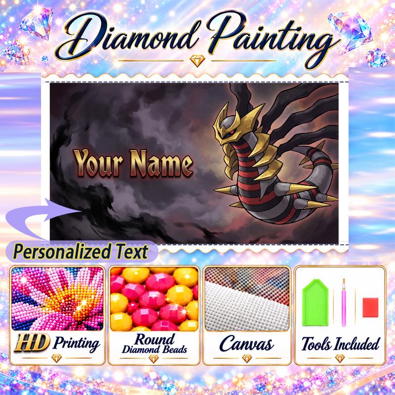 Personalized Giratina Diamond Art Custom Name 5D Diamond Painting Full Drill DIY Craft
