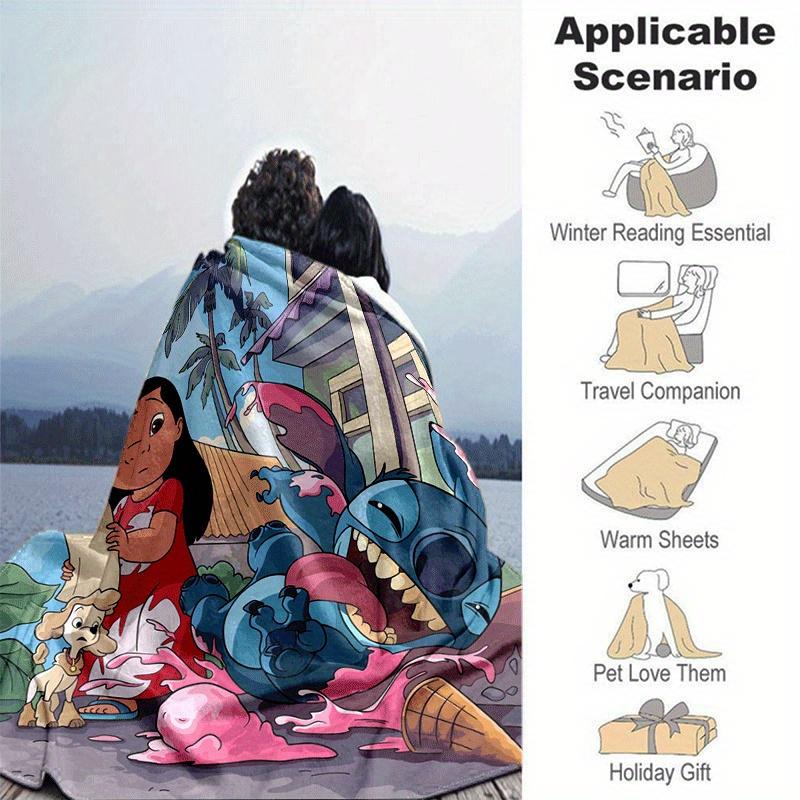 1pz Coperta con Stampa Stitch - Morbida, Coperta per Tutte le Stagioni per Ufficio, Regalo Personalizzato con Adorabile Design a Cartone Animato