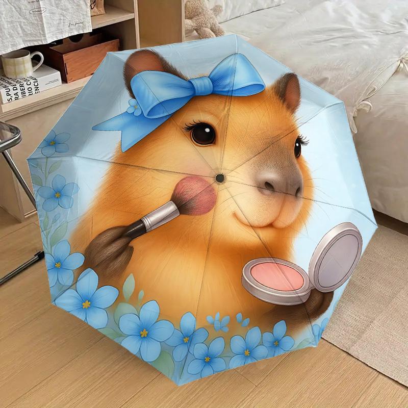 1PC Guinea Pig, Makeup Umbrella-8-Rib Reinforced, Automatic Open, Lightweight & Durable, Cute Fashion Accessory for Outdoor, Beach or Casual Use, Beac