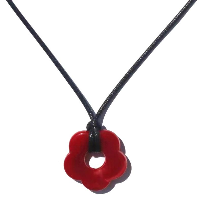 Ins Simple Hollow Plum Pendant Necklace Korean Style Fashion Novel Female All-match Necklace Acrylic Flower Choker