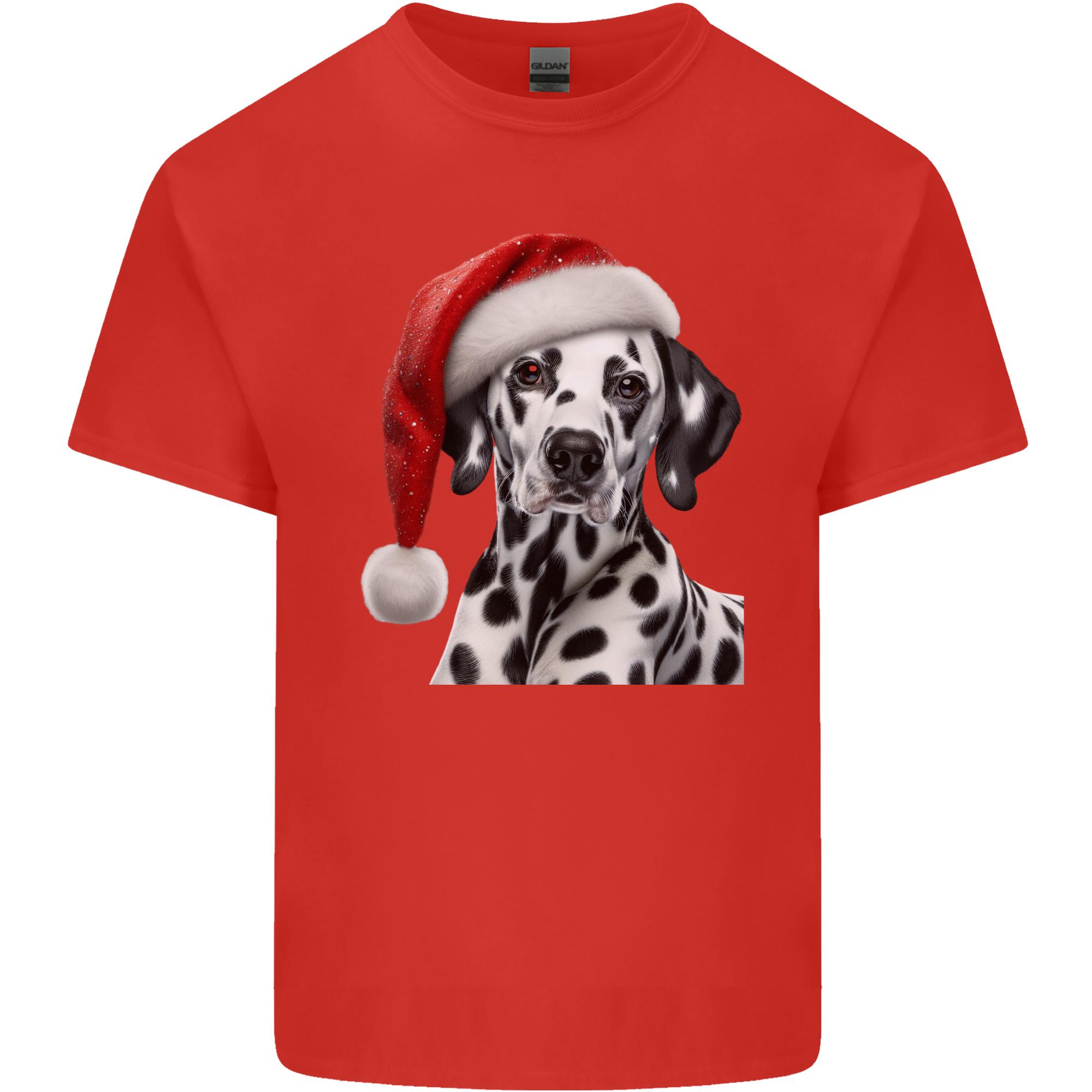 Christmas Dalmatian Wearing a Xmas Hat Dog Unisexs Light Cotton TShirt S