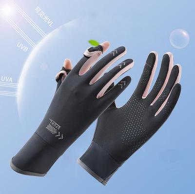 Women's Summer UV Protection Flip-Top Ice Silk Gloves: Breathable, Non-Slip, Sweat-Absorbent for Driving & Cycling