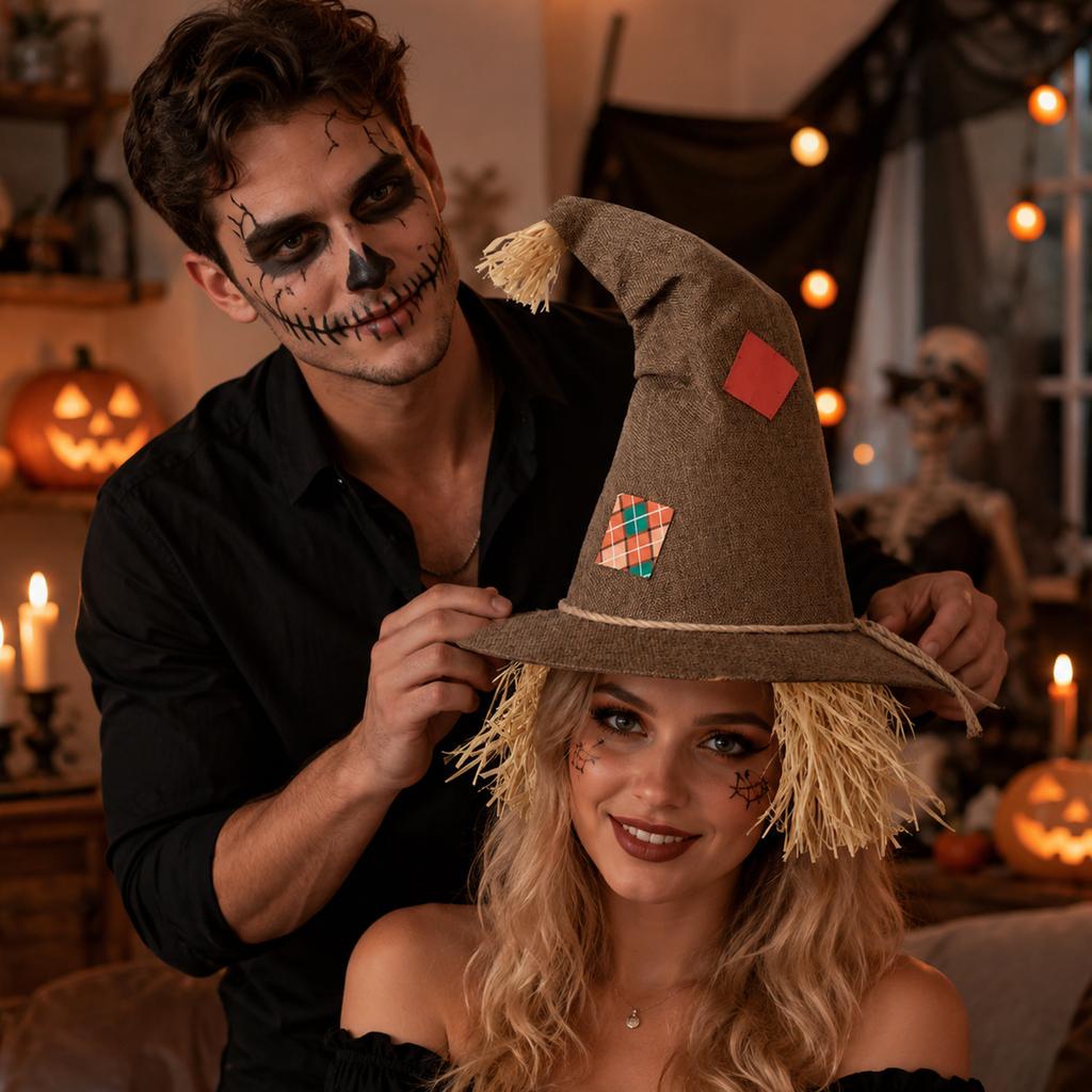 Straw Witch Hat for Halloween Costume