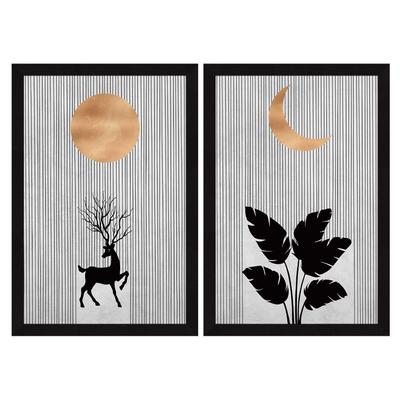 Boho Estetyczne Dekoracje Ścienne Obrazy z Ramą Do Dekoracji Domu, Oprawione Obrazy Do Dekoracji Ściennej, Dekoracje Ścienne Do Salonu, Zestaw 2