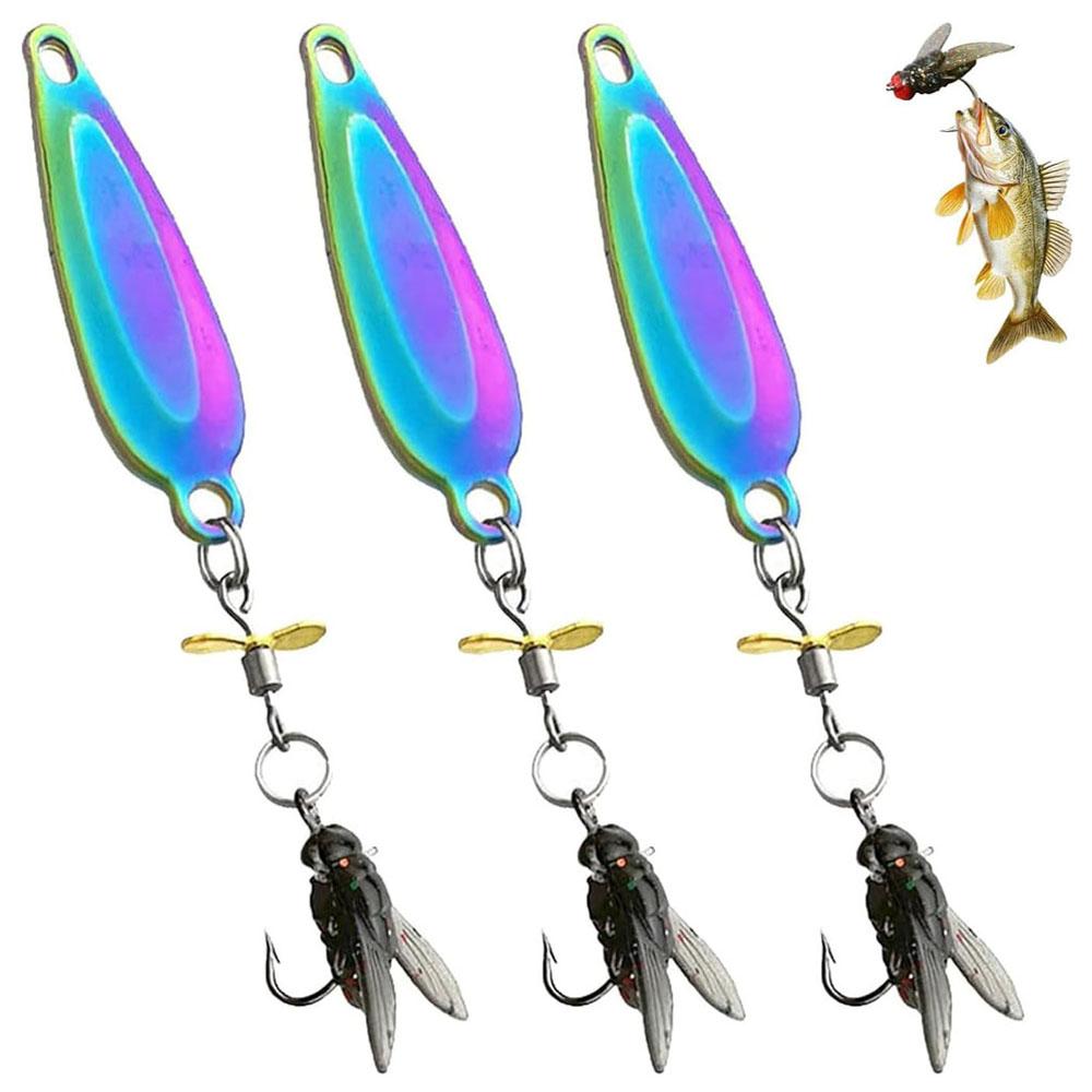 3Pcs Roumant Metal Propeller Fishing Lure for Catching Fish, High-Vibration Spinner Fish Bait