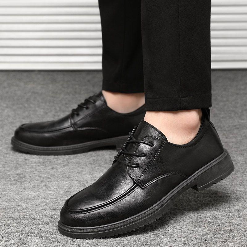 Lace Up Black Low Heel Low-Top Male Casual Shoe Common Luxury Sale Footwear Offer Social Cowhide Summer On Men's Leather Shoes