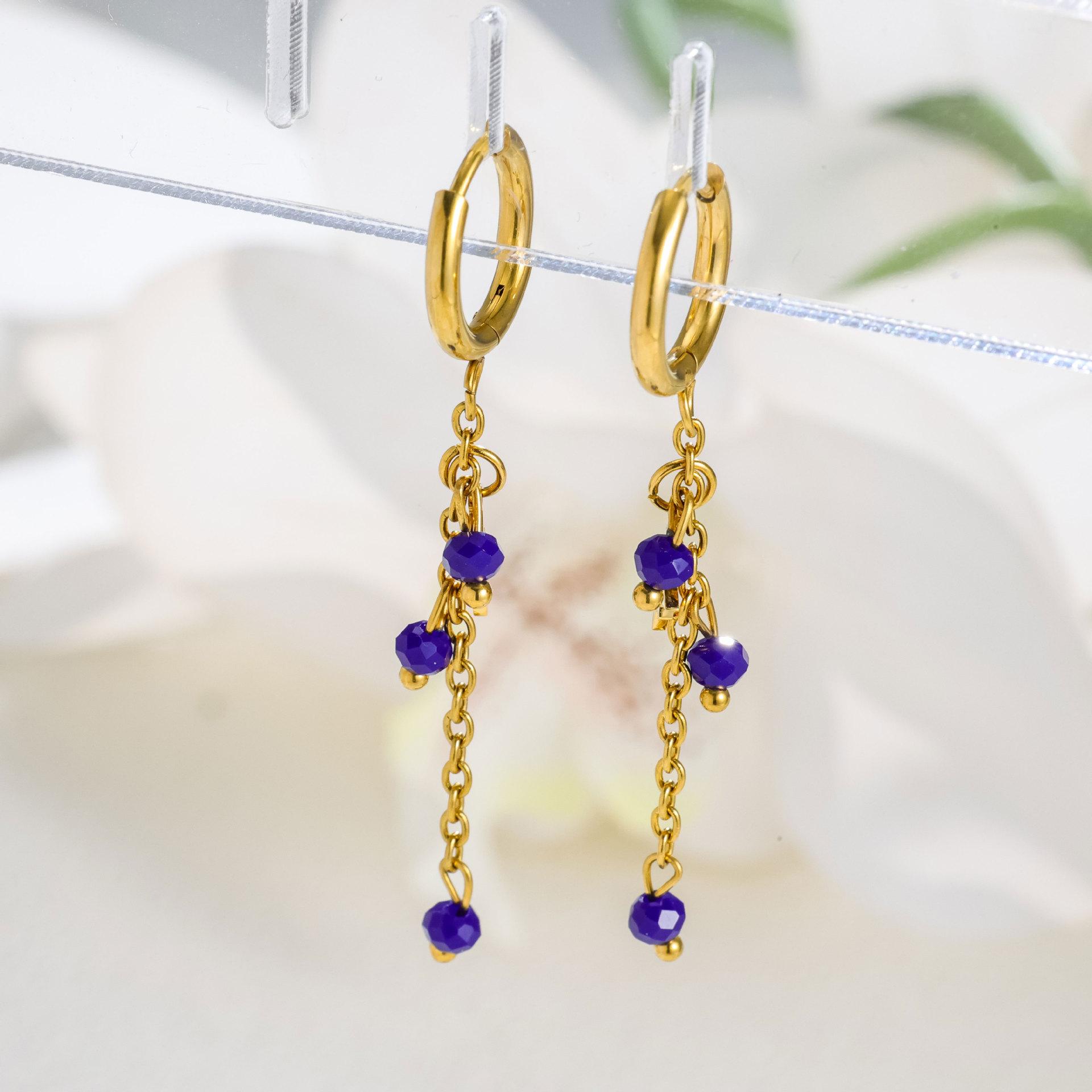 

Personalized design star hanging bead earrings fashion temperament elegant titanium steel earrings women do not fade
