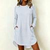 Women's Fashion Casual Geometric Print Long Sleeve Neck Dress for Everyday Wear