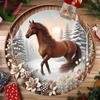 Seahorse Round Rug Cotton Base Horse Round Rug with Floral Boho Animal Carpet for Living Room Bedroom Kids RoomFloor Home Decor