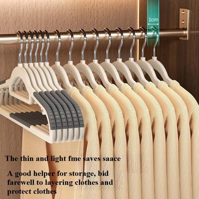 Non Slip No Mark Hangers, Rubber Grip & 360° Swivel Hook, Heavy - Duty for Wet/Dry Clothes Storage Save Dormitory Storage Space