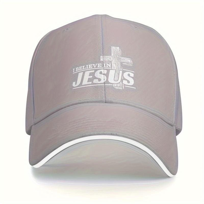 I Believe In Jesus Cross Print Polyester Baseball Cap Unisex Adjustable Outdoor Sports Hat