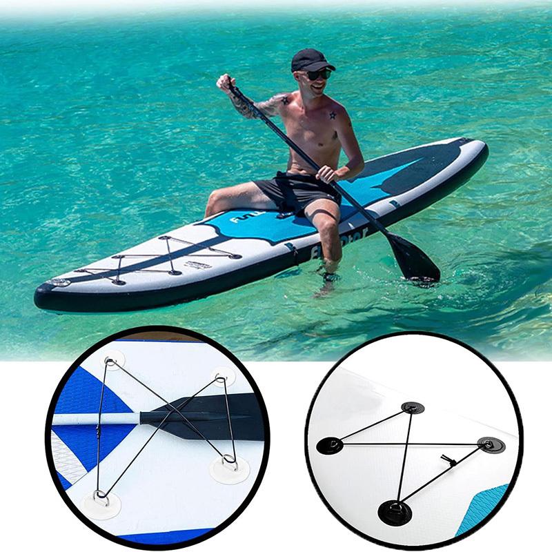 4 Stück Surfer PVC-Aufnäher Edelstahl-D-Ring für Kajak Schlauchboot Zubehör