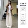 Knitted glutinous rice pants are soft and waxy for women's new autumn and winter khaki velvet small straight wide-leg pants