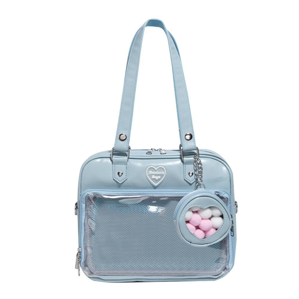 Creative Large Capacity Ita Bags Harajuku PU Tote Bag JK Sweet Messenger Bag Travel Lolita Shoulder Bag Transparent Handbag