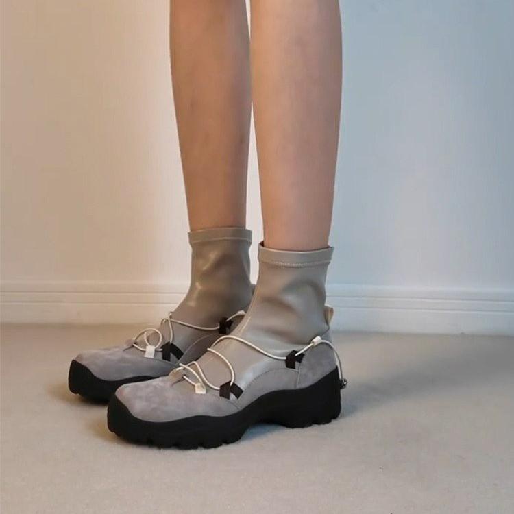 

Sheepskin version~ niche retro thick-soled round head thin boots women s fashion sports style short boots Martin boots socks boots women s 40 абрикосовый