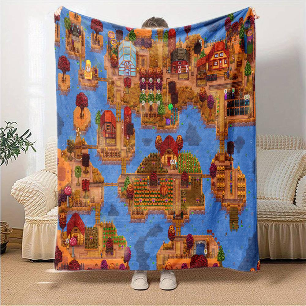 1pc Blanket - game Stardew Valley Print Design,Lightweight Blanket for Sofa,Bed- Soft &Warm,Gift for All Seasons