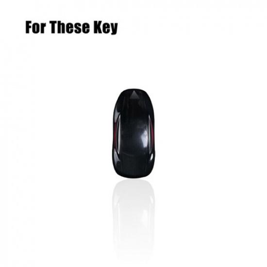 Genuine Leather Car Remote Key Fob Case Cover Keychain For Tesla Model S Model 3