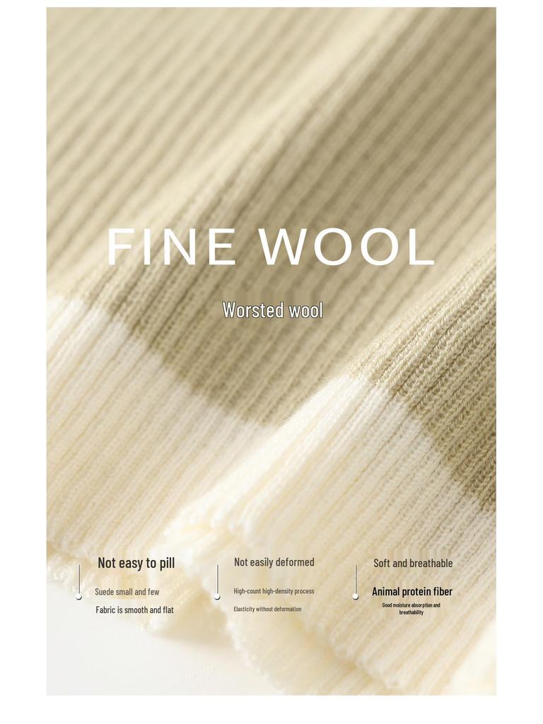 Damen Einfarbiger Schmaler Woll-Cardigan: Einfaches Strickoberteil mit U-Ausschnitt