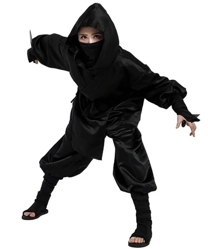 Bubu Ohana Ninja Cosplay Ninja Black Size Costume, 6-Piece Set, Halloween, Party, Event, Costume, Adult, Unisex, Outfit, (Black, XL)