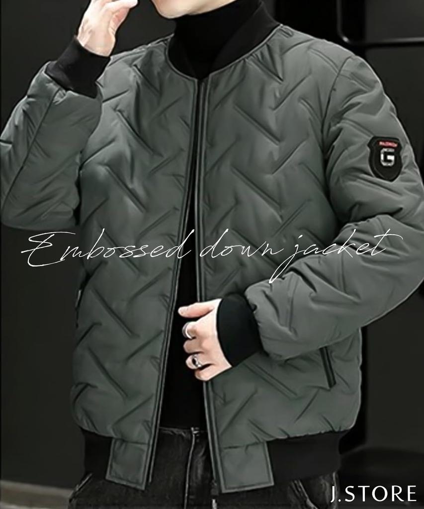 Black Embossed Line Blouson Solid for Outdoor and Street and Features a Open Long and a Korean Available in Black J.STORE Men's Jacket, Color,