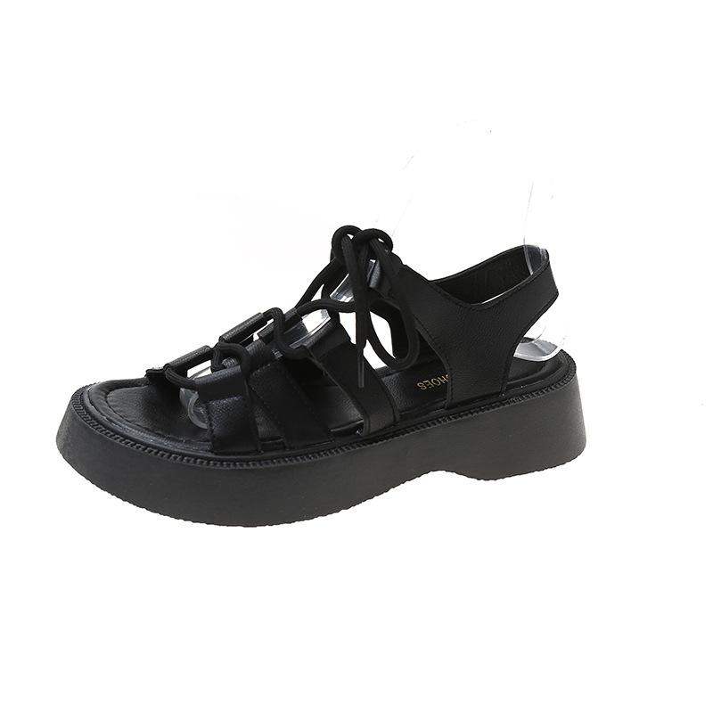 Mode Damen Strandsandalen Luxus Damen Schuhe Hoher Absatz Clogs 2025 Sommer Outdoor Gladiator Dicke Mode PU Römisch