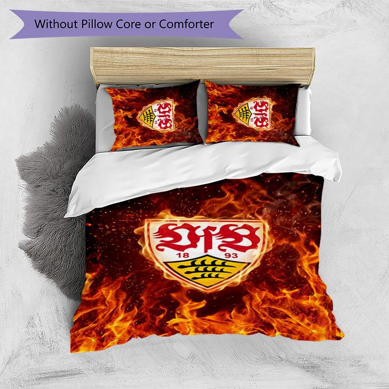 Set Lenzuola Stampato Calcio VfB Stuttgart 3 Pezzi, Comodo Set Copripiumino per Camera da Letto Amico della Pelle
